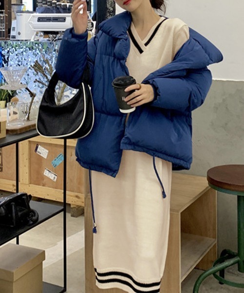 Miniministore(ミニミニストア)の「ニットワンピース ロング レディース秋冬(ワンピース・レディース・ブラック/ライトベージュ・フリー)」の12枚目の写真