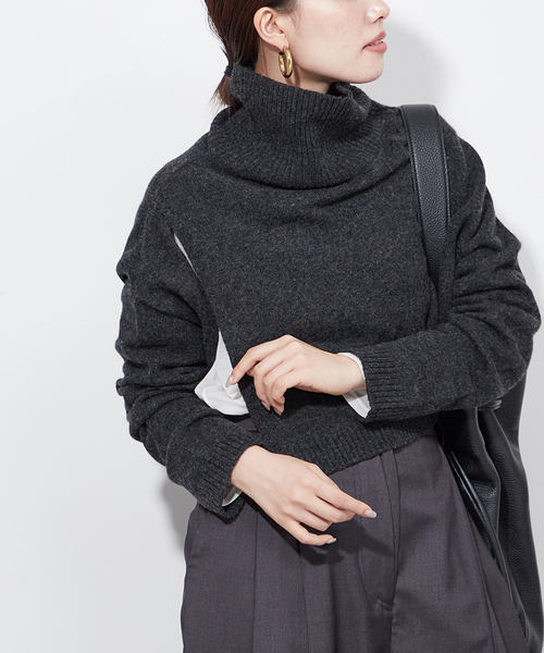 Plage - plage NEARBYME TURTLE NECK SLIT ニット NEARBYME/ニアーバイミー】TURTLE NECK SLIT ニット（ニット