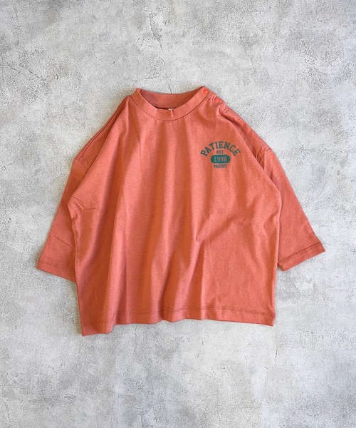 BIG FIELD(ビッグフィールド)の「【COTTON from U.S.A】プリントビッグロンT(90~150cm)(Tシャツ/カットソー・キッズ・オフホワイト/グリーン/オレンジ・90/100/110/120/130/140/150)」の1枚目の写真