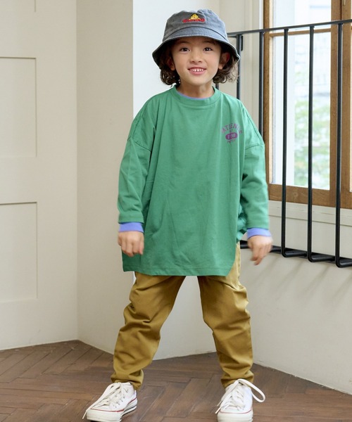 BIG FIELD(ビッグフィールド)の「【COTTON from U.S.A】プリントビッグロンT(90~150cm)(Tシャツ/カットソー・キッズ・オフホワイト/グリーン/オレンジ・90/100/110/120/130/140/150)」の14枚目の写真