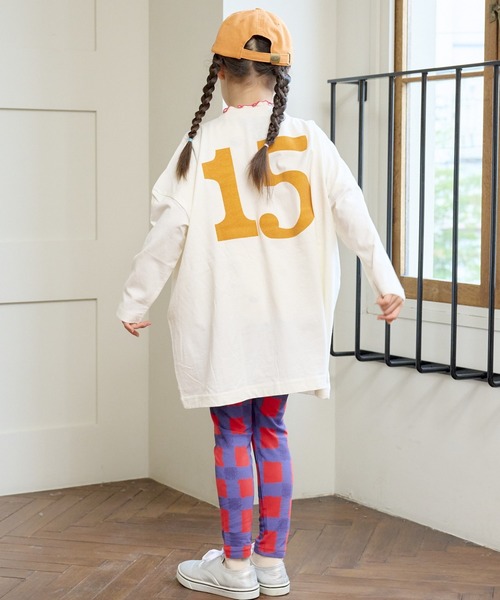 BIG FIELD(ビッグフィールド)の「【COTTON from U.S.A】プリントビッグロンT(90~150cm)(Tシャツ/カットソー・キッズ・オフホワイト/グリーン/オレンジ・90/100/110/120/130/140/150)」の9枚目の写真