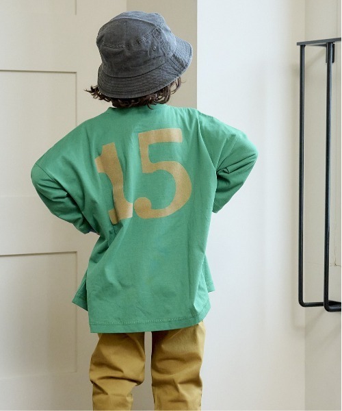 BIG FIELD(ビッグフィールド)の「【COTTON from U.S.A】プリントビッグロンT(90~150cm)(Tシャツ/カットソー・キッズ・オフホワイト/グリーン/オレンジ・90/100/110/120/130/140/150)」の13枚目の写真