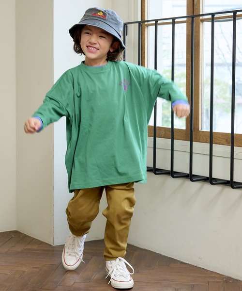 BIG FIELD(ビッグフィールド)の「【COTTON from U.S.A】プリントビッグロンT(90~150cm)(Tシャツ/カットソー・キッズ・オフホワイト/グリーン/オレンジ・90/100/110/120/130/140/150)」の16枚目の写真