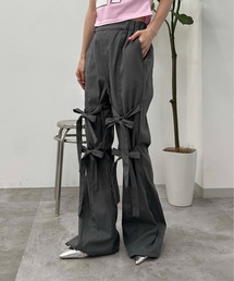 フロントリボンフレアパンツ