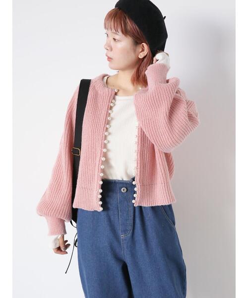 ehka sopo（エヘカソポ）の「パール付カーディガン（カーディガン/ボレロ・レディース・ピンク/ブラック/オフホワイト/ブルー・F）」の13枚目の写真