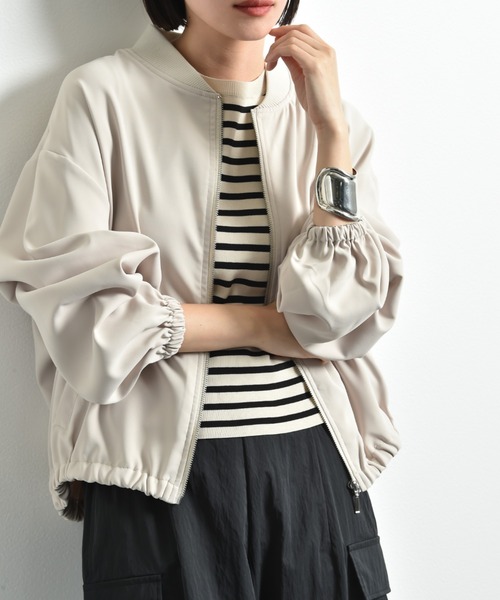 actuel（アクチュエル）の「【ａｃｔｕｅｌ】マットウェザーブルゾン（ブルゾン・レディース・ライトベージュ/カーキ/ブラック・FREE）」の2枚目の写真