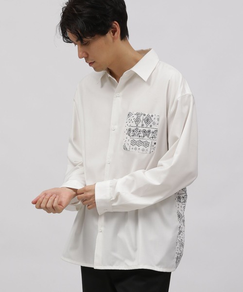 LAKOLE(ラコレ)の「TRバンダナ切替シャツ / 996675(シャツ/ブラウス・メンズ・ブラック/ネイビー/ホワイト・MEDIUM/LARGE)」の2枚目の写真