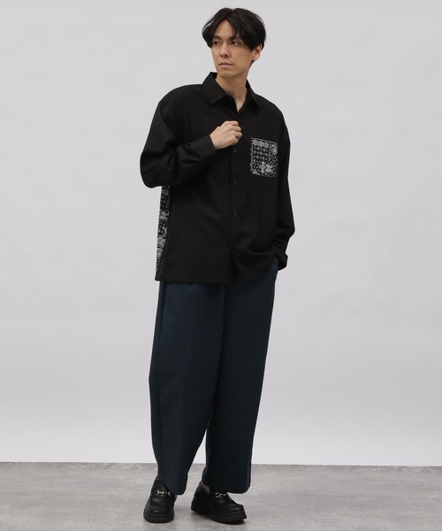 LAKOLE(ラコレ)の「TRバンダナ切替シャツ / 996675(シャツ/ブラウス・メンズ・ブラック/ネイビー/ホワイト・MEDIUM/LARGE)」の6枚目の写真