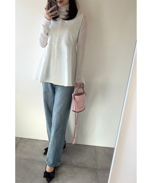 &. NOSTALGIA（アンドドットノスタルジア）の「【ZOZO限定】@konacchan30コラボ ふくれジャガードペプラムジレ（ベスト・レディース・ホワイト/ブラック・M）」の8枚目の写真