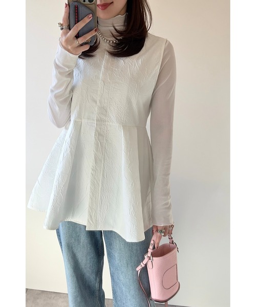 &. NOSTALGIA（アンドドットノスタルジア）の「【ZOZO限定】@konacchan30コラボ ふくれジャガードペプラムジレ（ベスト・レディース・ホワイト/ブラック・M）」の10枚目の写真