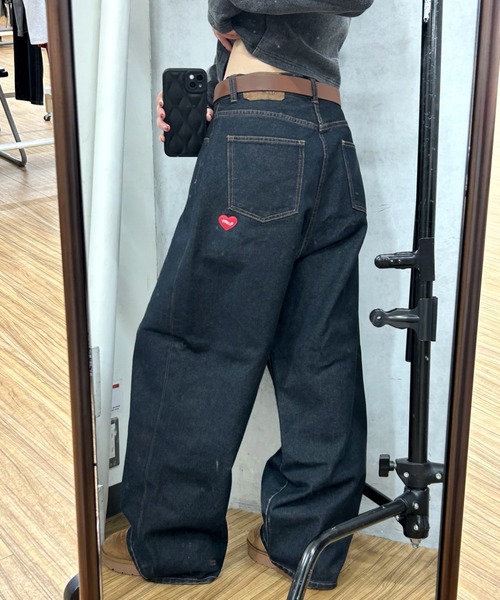 WHO'S WHO gallery(フーズフーギャラリー)の「【SLOPPY/スロッピー】ハートソフトデニム(デニムパンツ・レディース・ネイビー・FREE)」の1枚目の写真