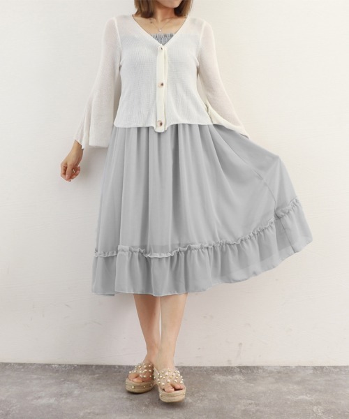 Miniministore(ミニミニストア)の「キャミワンピース&カーディガン2点セットノースリーブノースリーブ(ワンピース・レディース・アイボリー/ピンク/ホワイト×グレー・FREE)」の18枚目の写真