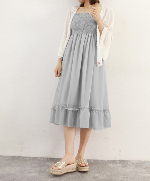 Miniministore(ミニミニストア)の「キャミワンピース&カーディガン2点セットノースリーブノースリーブ(ワンピース・レディース・アイボリー/ピンク/ホワイト×グレー・FREE)」の19枚目の写真