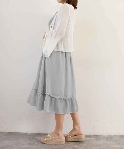 Miniministore(ミニミニストア)の「キャミワンピース&カーディガン2点セットノースリーブノースリーブ(ワンピース・レディース・アイボリー/ピンク/ホワイト×グレー・FREE)」の20枚目の写真