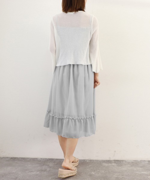 Miniministore(ミニミニストア)の「キャミワンピース&カーディガン2点セットノースリーブノースリーブ(ワンピース・レディース・アイボリー/ピンク/ホワイト×グレー・FREE)」の21枚目の写真