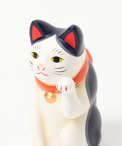 BEAMS JAPAN（ビームス　ジャパン）の「中外陶園 / 別注 まねき猫 左手 3号（インテリア雑貨・メンズ・オレンジ/ゴールド/ネイビー・ONE SIZE）」の2枚目の写真