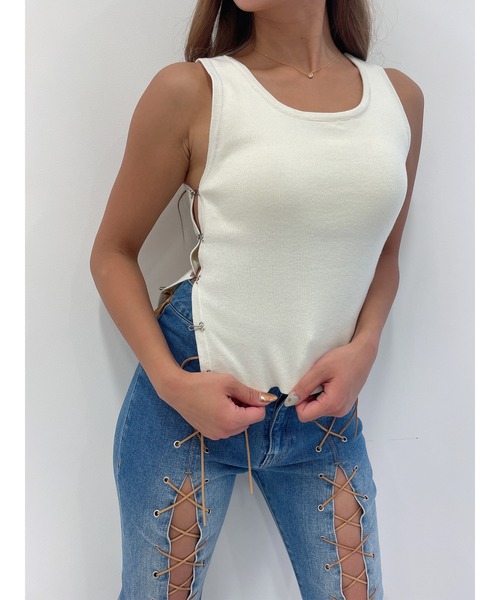 DURAS(デュラス)の「Hook design tank(タンクトップ・レディース・ホワイト/グリーン/ブラック・FREE)」の2枚目の写真