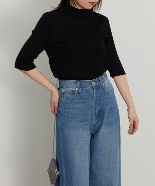 【1度着用のみ美品】 エブール 近年モデル ニット 5分丈 半袖 カシミヤ 1度着用のみ美品】 エブール 近年モデル ニット 5分丈 半袖