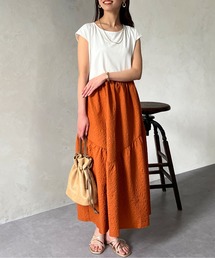 Chez toi（シェトワ）の「カット×ジャガード裾ギャザーワンピース（ワンピース）」
