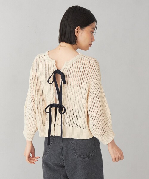 EMMEL REFINES(エメルリファインズ)の「<EMMEL REFINES>EM 2WAY リボン ドロップショルダー ニット(ニット/セーター・レディース・ナチュラル/ネイビー・FREE)」の6枚目の写真