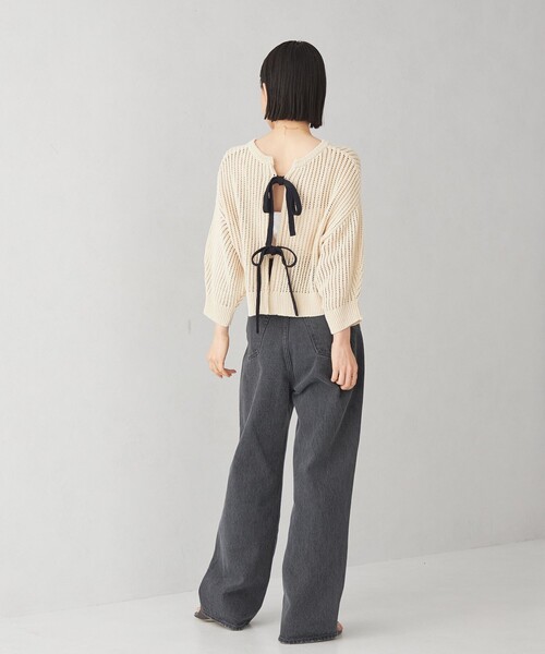 EMMEL REFINES(エメルリファインズ)の「<EMMEL REFINES>EM 2WAY リボン ドロップショルダー ニット(ニット/セーター・レディース・ナチュラル/ネイビー・FREE)」の14枚目の写真