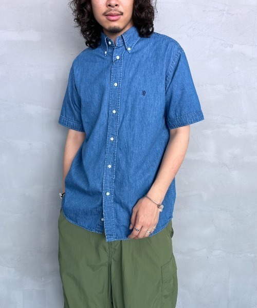 GYMPHLEX（ジムフレックス）の「[GYMPHLEX/ジムフレックス] ボタンダウン ショートスリーブシャツ(デニム)（シャツ/ブラウス・レディース・ブルー・M/L）」の15枚目の写真