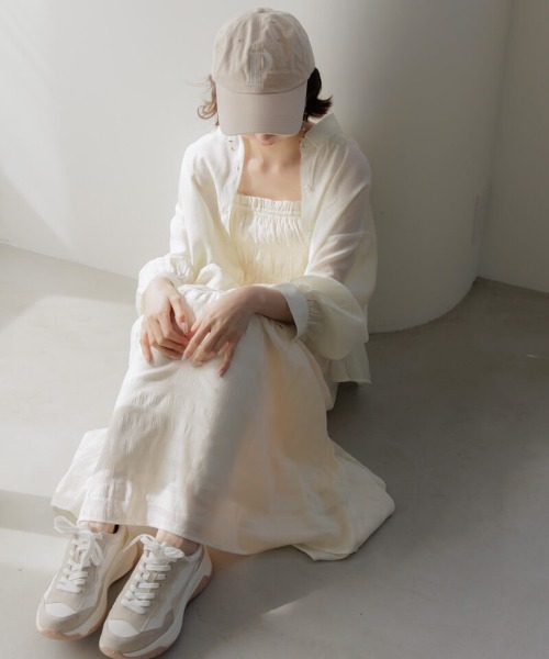 ［完売中］flower サイドリボンワンピース　ブルー 完売中］flower サイドリボンワンピース ブルー ワンピース