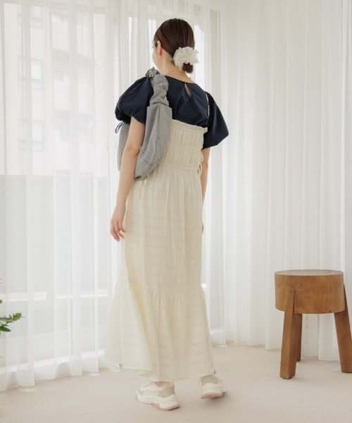 ［完売中］flower サイドリボンワンピース　ブルー 20%OFF】side ribbon onepiece～ｻｲﾄﾞﾘﾎﾞﾝﾜﾝﾋﾟｰｽ | flower