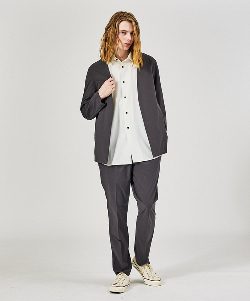 【セール】【AH ABAHOUSE / セットアップ対応】撥水 ストレッチ ノーカラージャケット / サマージャケット（テーラードジャケット）｜AH ABAHOUSE（エーエイチアバハウス）