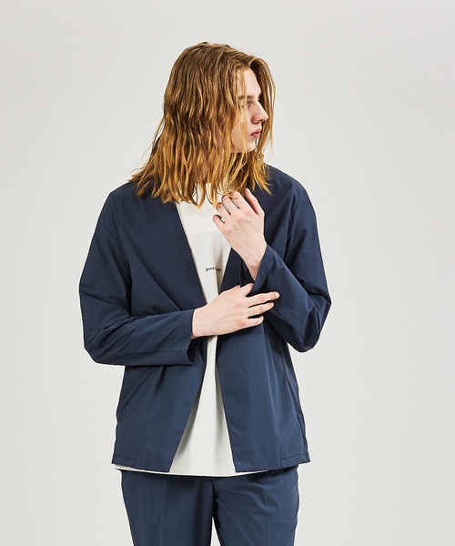 【セール】【AH ABAHOUSE / セットアップ対応】撥水 ストレッチ ノーカラージャケット / サマージャケット（テーラードジャケット）｜AH ABAHOUSE（エーエイチアバハウス）