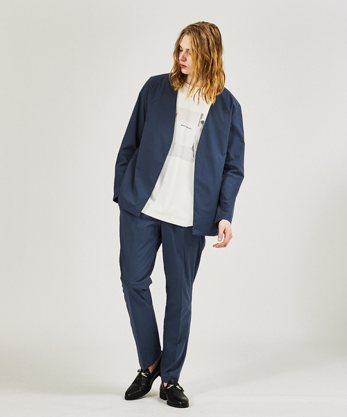 【セール】【AH ABAHOUSE / セットアップ対応】撥水 ストレッチ ノーカラージャケット / サマージャケット（テーラードジャケット）｜AH ABAHOUSE（エーエイチアバハウス）