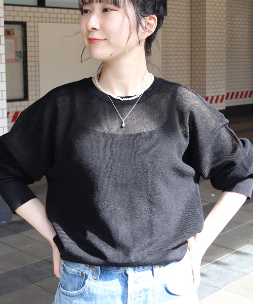 EMMA ROUGE VIF(エマルージュヴィフ)の「【一部店舗限定】シアー前後2WAYカーディガン(カーディガン/ボレロ・レディース・ブラック/サックスブルー/ライトグレー・フリー)」の18枚目の写真