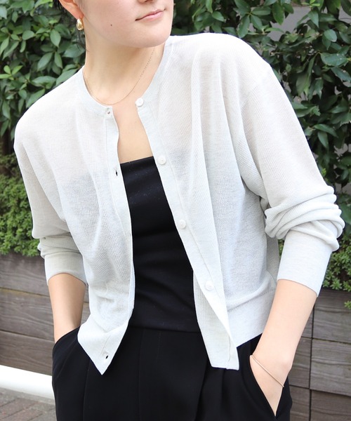 EMMA ROUGE VIF(エマルージュヴィフ)の「【一部店舗限定】シアー前後2WAYカーディガン(カーディガン/ボレロ・レディース・ブラック/サックスブルー/ライトグレー・フリー)」の3枚目の写真