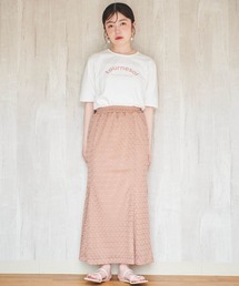 【150㎝前後の小柄さんサイズ】リーフ柄レースマーメイドスカート