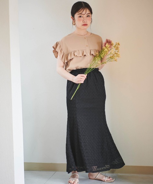 mil（ミル）の「【150㎝前後の小柄さんサイズ】リーフ柄レースマーメイドスカート（スカート・レディース・ブラック/スモークピンク/ブラウン・XXS/XS/S）」の10枚目の写真