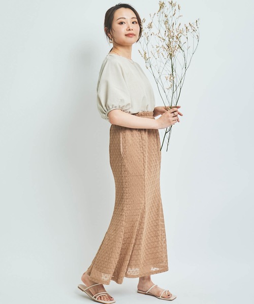 mil（ミル）の「【150㎝前後の小柄さんサイズ】リーフ柄レースマーメイドスカート（スカート・レディース・ブラック/スモークピンク/ブラウン・XXS/XS/S）」の17枚目の写真