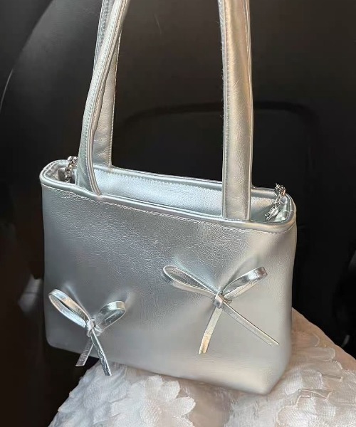 WEGO（ウィゴー）の「WEGO/リボンミニバッグ（ハンドバッグ・レディース・シルバー・FREE）」の10枚目の写真