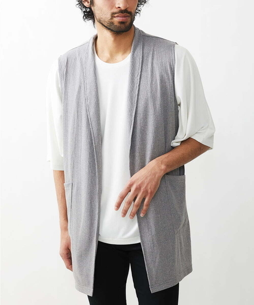 MK MICHEL KLEIN HOMME (エムケーミッシェルクランオム)の「ベスト / ドライメランジテレコ(カーディガン/ボレロ・メンズ・ブラック/ブルー/グレー・48/46)」の1枚目の写真