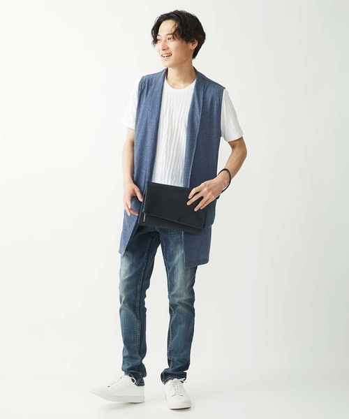 MK MICHEL KLEIN HOMME (エムケーミッシェルクランオム)の「ベスト / ドライメランジテレコ(カーディガン/ボレロ・メンズ・ブラック/ブルー/グレー・48/46)」の6枚目の写真