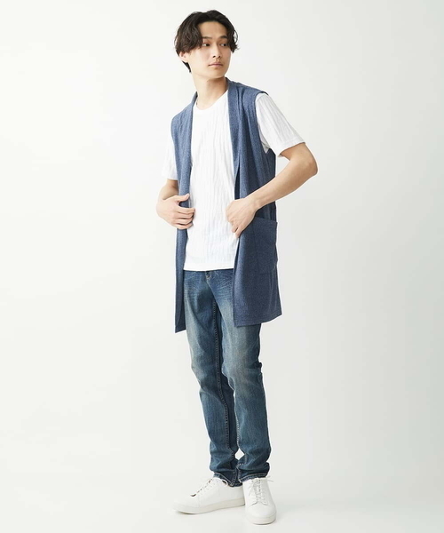 MK MICHEL KLEIN HOMME (エムケーミッシェルクランオム)の「ベスト / ドライメランジテレコ(カーディガン/ボレロ・メンズ・ブラック/ブルー/グレー・48/46)」の7枚目の写真