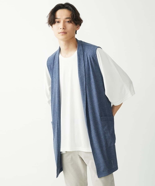 MK MICHEL KLEIN HOMME (エムケーミッシェルクランオム)の「ベスト / ドライメランジテレコ(カーディガン/ボレロ・メンズ・ブラック/ブルー/グレー・48/46)」の9枚目の写真