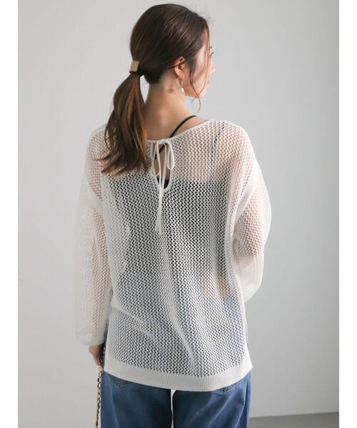 プチハイ5分袖パネルニット 23SS：ホワイト オーバーイー overE プチハイ5分袖パネルニット 23SS：ホワイト