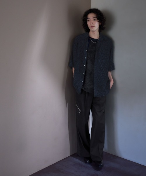 HARE（ハレ）の「シアーシャギージャガードシャツ(HARE)（シャツ/ブラウス・メンズ・ブルー/ブラック/ホワイト・FREE）」の11枚目の写真