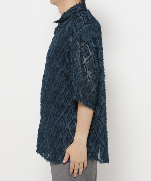 HARE（ハレ）の「シアーシャギージャガードシャツ(HARE)（シャツ/ブラウス・メンズ・ブルー/ブラック/ホワイト・FREE）」の15枚目の写真