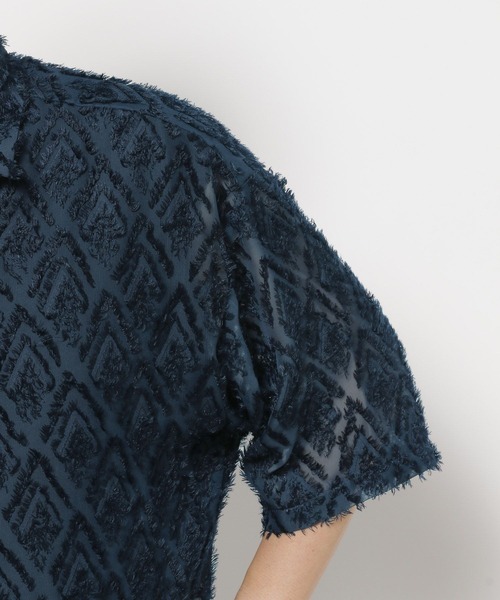 HARE（ハレ）の「シアーシャギージャガードシャツ(HARE)（シャツ/ブラウス・メンズ・ブルー/ブラック/ホワイト・FREE）」の18枚目の写真