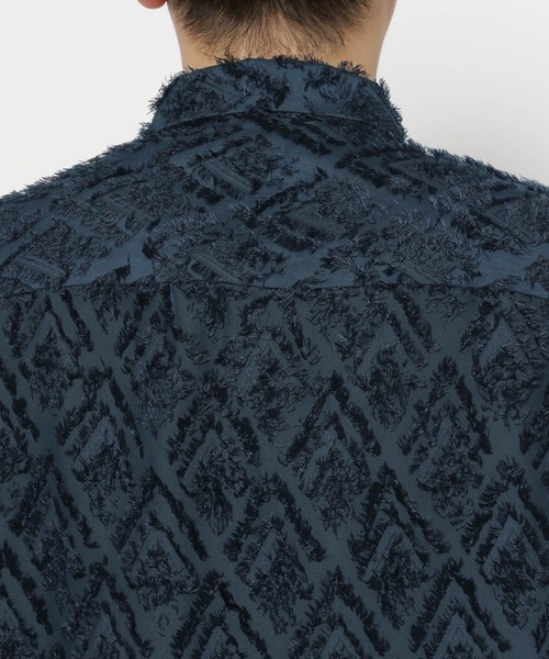 HARE（ハレ）の「シアーシャギージャガードシャツ(HARE)（シャツ/ブラウス・メンズ・ブルー/ブラック/ホワイト・FREE）」の20枚目の写真