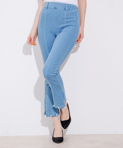 Jayro(ジャイロ)の「裾パールストレッチパンツ(その他パンツ・レディース・ブラック/サックスブルー/ブルー・M)」の11枚目の写真