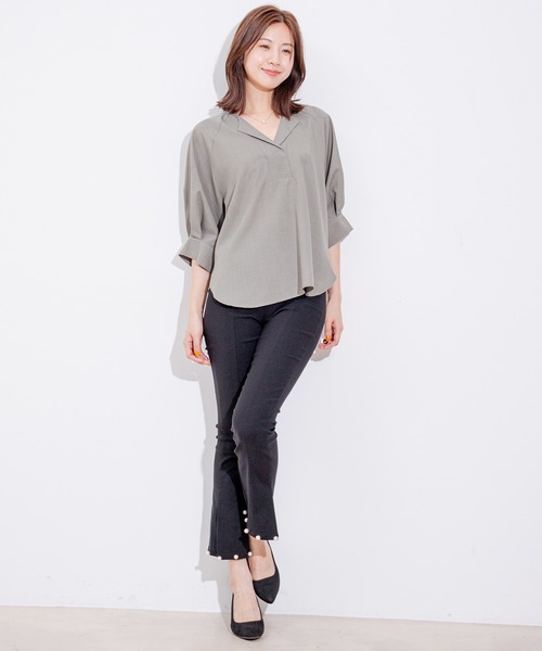 Jayro(ジャイロ)の「裾パールストレッチパンツ(その他パンツ・レディース・ブラック/サックスブルー/ブルー・M)」の9枚目の写真