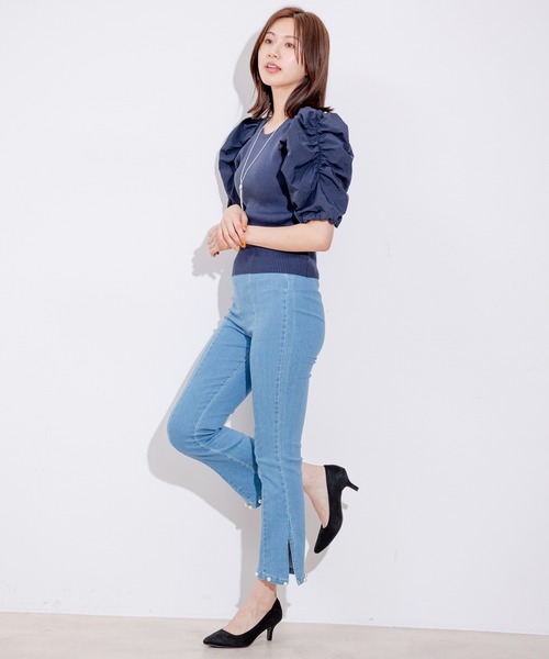 Jayro(ジャイロ)の「裾パールストレッチパンツ(その他パンツ・レディース・ブラック/サックスブルー/ブルー・M)」の15枚目の写真