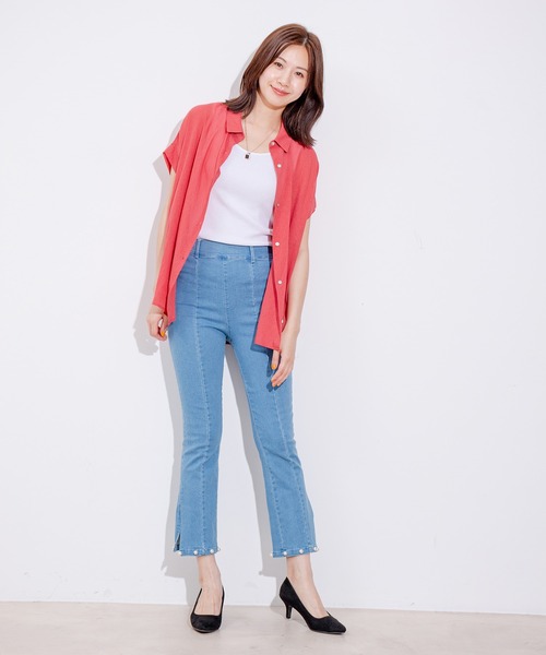 Jayro(ジャイロ)の「裾パールストレッチパンツ(その他パンツ・レディース・ブラック/サックスブルー/ブルー・M)」の17枚目の写真
